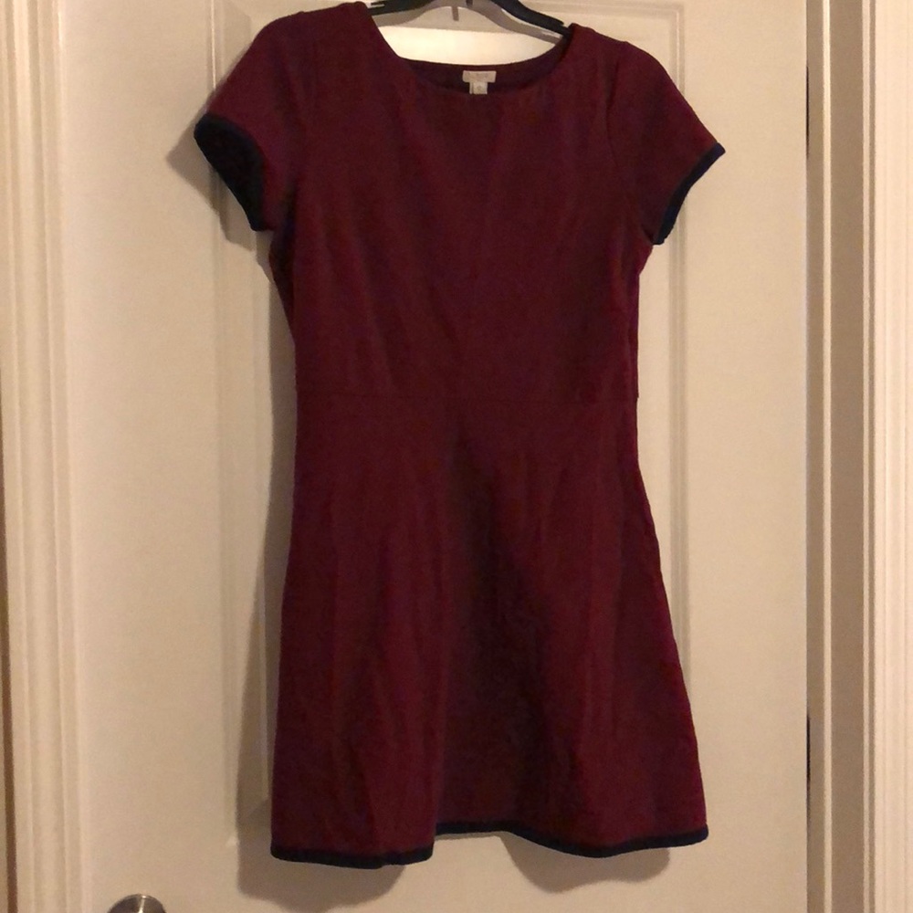 Jcrew garnet dress with navy piping
